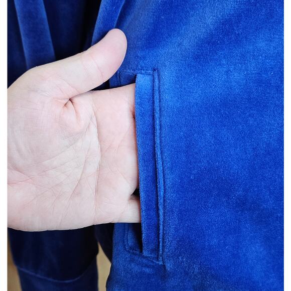 Women's Kim‎ Kim Rogers Blue Velour Mock Zip Up Jacket Size Large - Picture 3 of 7